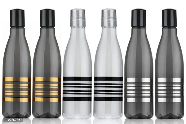 New Style Water Bottle Black,Silver,Gold Line Bottles 1L ,Pack Of 6-thumb0