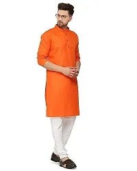 Men's orange kurta payjma set-thumb3