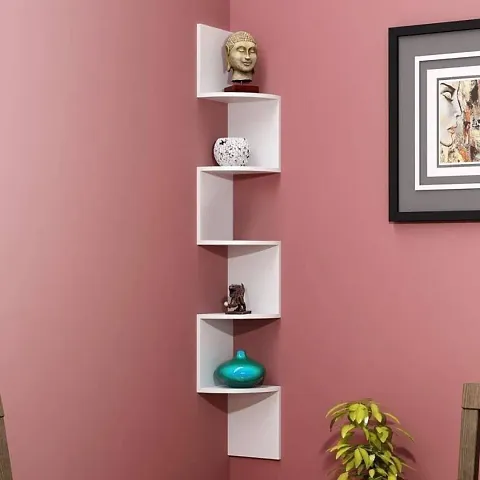 Stylish MDF Wooden Wall Decorative Zig Zag Rack Shelf For Home Decoration