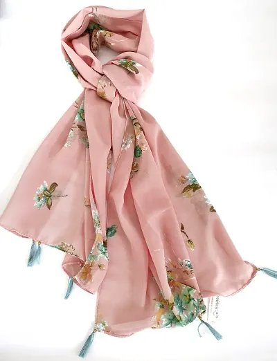 Stylish Crepe Floral Printed Stoles for Women