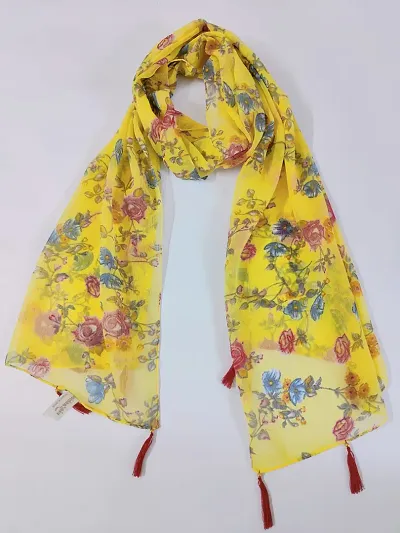 Stylish Crepe Floral Printed Stoles for Women