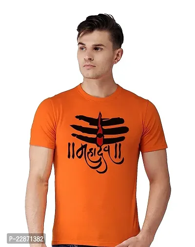 Reliable Orange Cotton Printed Tshirt For Men-thumb0