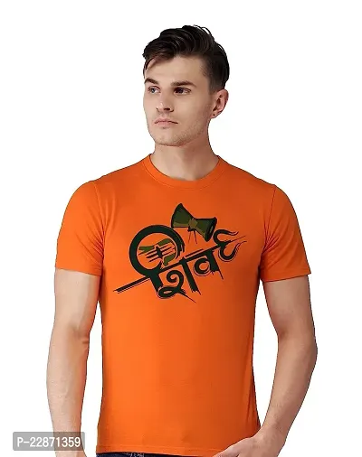 Reliable Orange Cotton Printed Tshirt For Men-thumb0