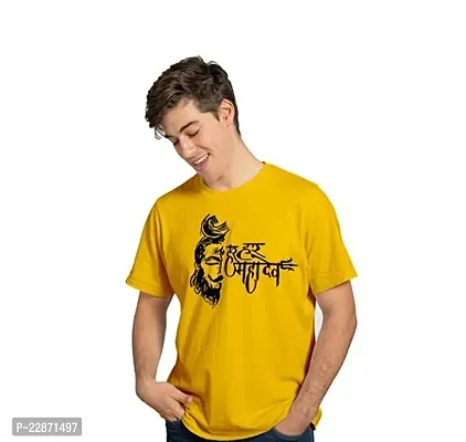 Reliable Yellow Cotton Printed Tshirt For Men