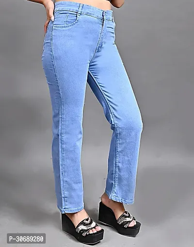 WOMEN STRAIGHT FIT JEANS LIGHT BLUE-thumb5