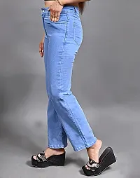 Stylish Denim Straight Fit Light  Blue Jeans For Women-thumb3