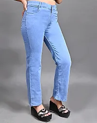 Stylish Denim Straight Fit Light  Blue Jeans For Women-thumb4