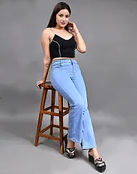 Stylish Denim Straight Fit Light  Blue Jeans For Women-thumb2