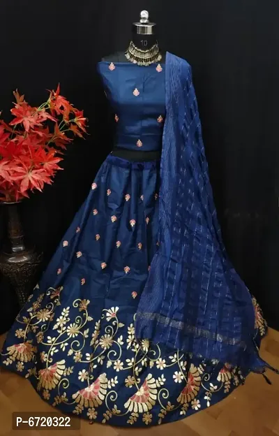 Beautiful Silk Semi Stitched Lehenga Choli-thumb0