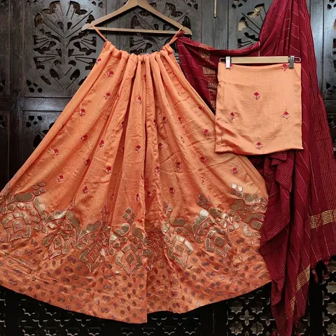 Trendy Womens Vichitra Silk Embroidered Lehenga Choli