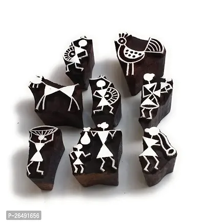 Wooden Printing Blocks 8 Piece Set Warli Type Blocks