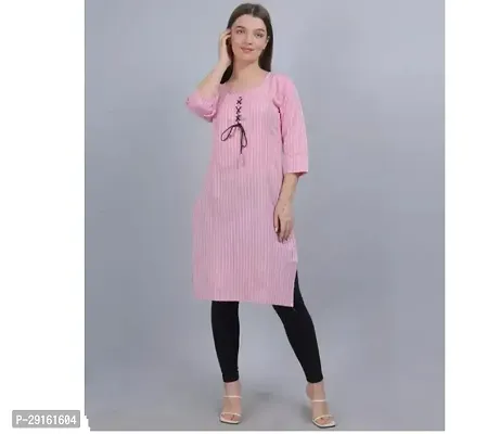 Beautiful Acrylic Pink Striped Kurta and Pant Set For Women-thumb0