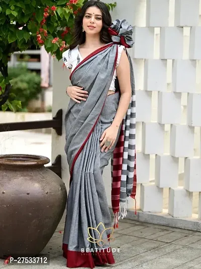 Stylish Handloom Cotton Saree With BP-thumb0