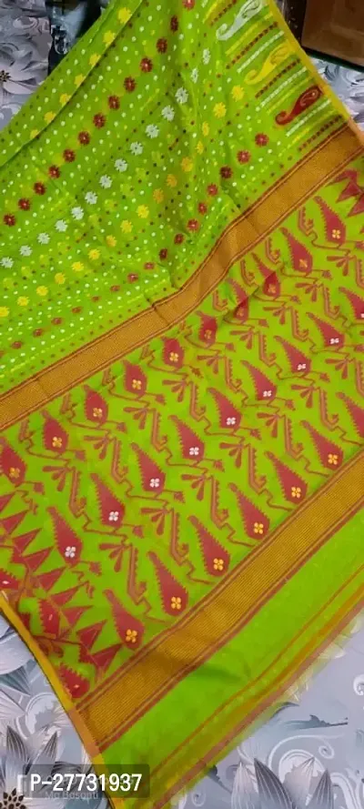 Stylish Handloom Cotton Soft Dhakai Jamdani Saree Without BP