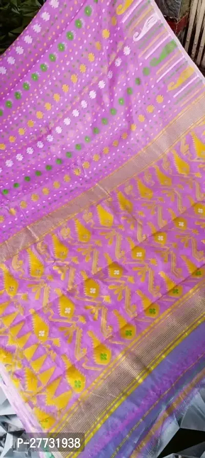 Stylish Handloom Cotton Soft Dhakai Jamdani Saree Without BP-thumb0