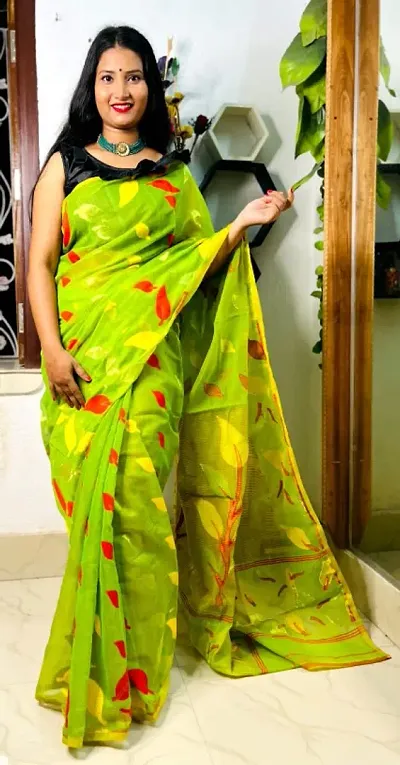 New In Cotton Blend Saree without Blouse piece 