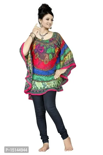 High Street Fashion Women's Poly Georgette Kaftan (Multicolour, XL)