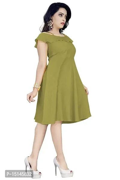 High Street Fashion Woman's Cotton GreenDress-thumb3