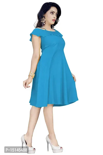 High Street Fashion Woman's Cotton Firozi Dress M Turquoise-thumb3