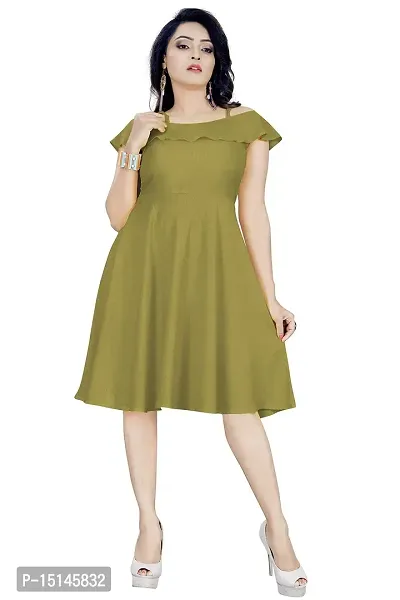 High Street Fashion Woman's Cotton GreenDress-thumb4