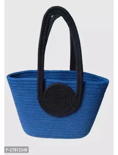 Women Stylish Blue Jute Self Pattern Handbag