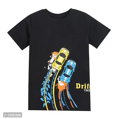 Stylish Black Cotton Tees For Boys-thumb0