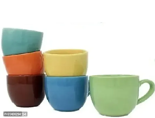 Flipkart Smartbuy Pack Of 6, Attrective, Beautiful And Mirror Finishing Ceramic Coffee Mug (180 Ml, Pack Of 6)-thumb0