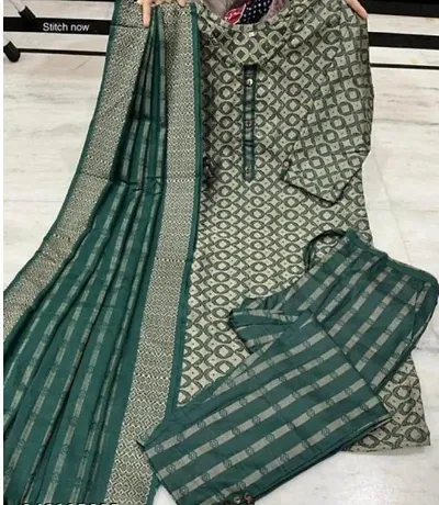 Trendy Designer Jacquard Khadi Kurta Pant Set With Dupatta