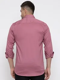 Stylish Pink Cotton Solid Long Sleeves Shirt For Men-thumb2