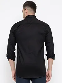 Stylish Black Cotton Solid Long Sleeves Shirt For Men-thumb4