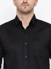 Stylish Black Cotton Solid Long Sleeves Shirt For Men-thumb2