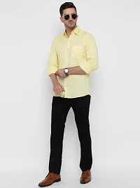 Stylish Yellow Cotton Solid Long Sleeves Shirt For Men-thumb1