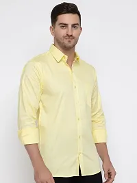 Stylish Yellow Cotton Solid Long Sleeves Shirt For Men-thumb2