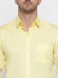 Stylish Yellow Cotton Solid Long Sleeves Shirt For Men-thumb3