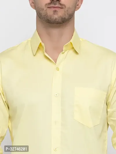 Stylish Yellow Cotton Solid Long Sleeves Shirt For Men-thumb4