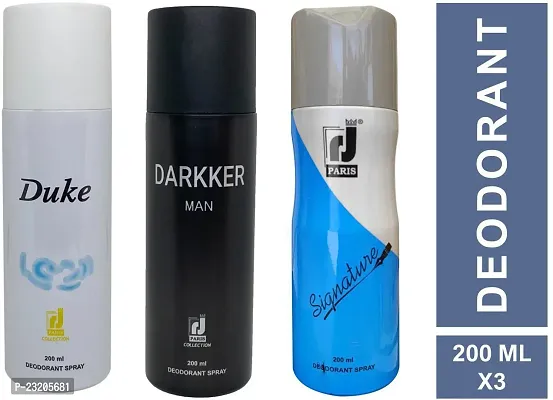Paris Duke And Darkker Man And Signature J Paris Deodorant For Men And Women -200 ml each, Pack Of 3