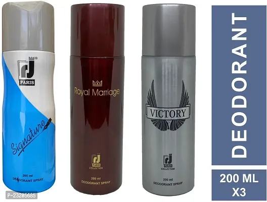Paris Signature And Royal Marriage And Victory J Paris Deodorant For Men And Women -200 ml each, Pack Of 3