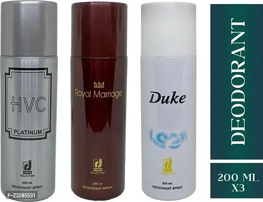 Paris HVC And Royal Marriage And Duker J Paris Deodorant For Men And Women -200 ml each, Pack Of 3