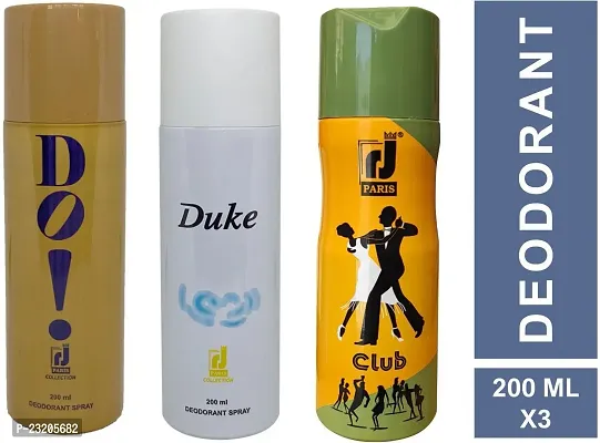 Paris Doi And Duke And Club J Paris Deodorant For Men And Women -200 ml each, Pack Of 3