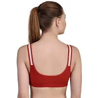 FASALVI Women Cotton Non Padded Non Wired Daily Workout Sports Gym Yoga Bra Set of 1 (34, Red)-thumb2