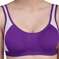 FASALVI Women Cotton Non Padded Non Wired Daily Workout Sports Gym Yoga Bra Set of 1 (38, Purple)-thumb3