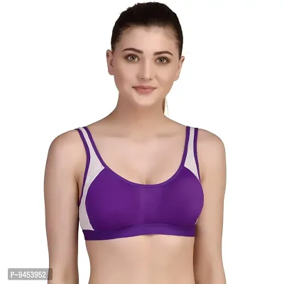 FASALVI Women Cotton Non Padded Non Wired Daily Workout Sports Gym Yoga Bra Set of 1 (38, Purple)