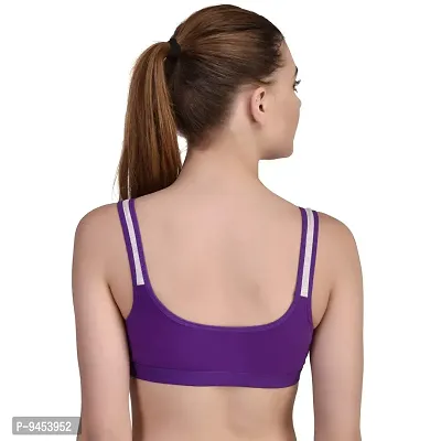 FASALVI Women Cotton Non Padded Non Wired Daily Workout Sports Gym Yoga Bra Set of 1 (38, Purple)-thumb3