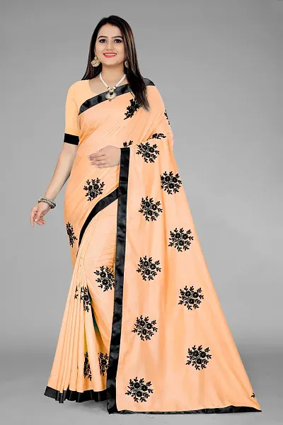 Attractive Satin Saree with Blouse piece 