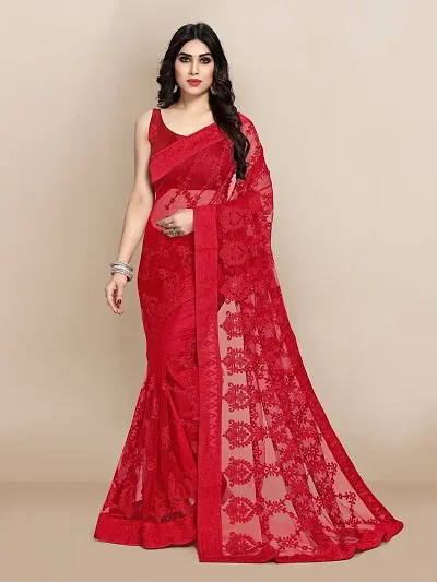 Trending Net Saree with Blouse piece 