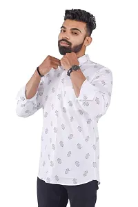 LOOMPAS Full Sleeve Printed Regular Fit Casual Shirt (White)-thumb1