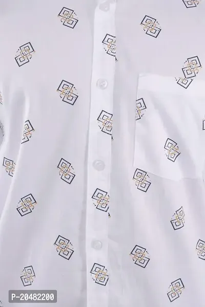 LOOMPAS Full Sleeve Printed Regular Fit Casual Shirt (White)-thumb5
