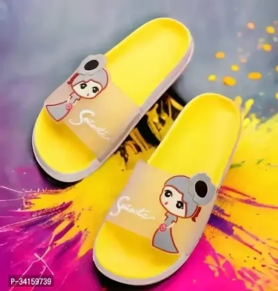 Stylish Yellow Rubber Flip Flops For Women