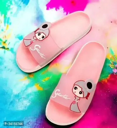 Stylish Pink Rubber Flip Flops For Women