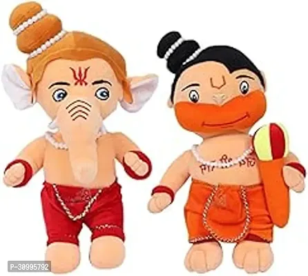 Babyjoys Lord Baal Hanuman, Ganesha Hindu Idol Combo Soft Plush Toy- Set of 2